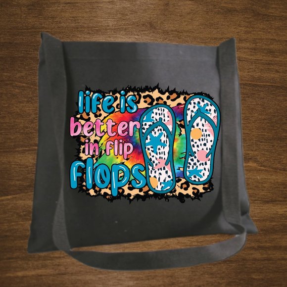 Flipflop Life Cotton Canvas Crossbody Messenger Tote Bag with Long Strap - Picture 4 of 7